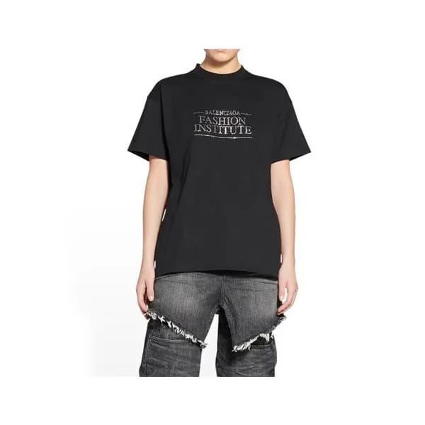 발렌시아가 남성 크루넥 블랙 반팔티 - Mens Black Tshirts - bal0163… - 1