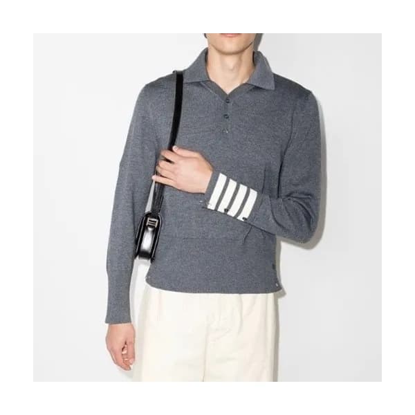 톰브라운 남성 그레이 폴로 스웨터 - Thom Browne Mens Gray Sweater… - 1