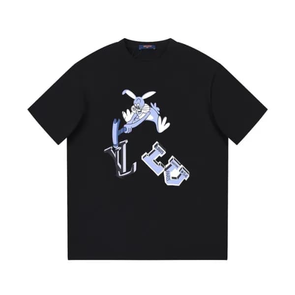 루이비통 남성 블랙 크루넥 반팔티 - Louis vuitton Mens Black Tshi… - 1
