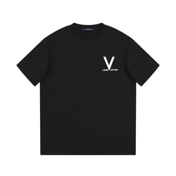 루이비통 남성 블랙 크루넥 반팔티 - Louis vuitton Mens Black Shor… - 1