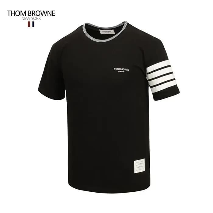톰브라운 남성 크루넥 블랙 반팔티 - Thom Browne Mens Black Tshirt… - 1