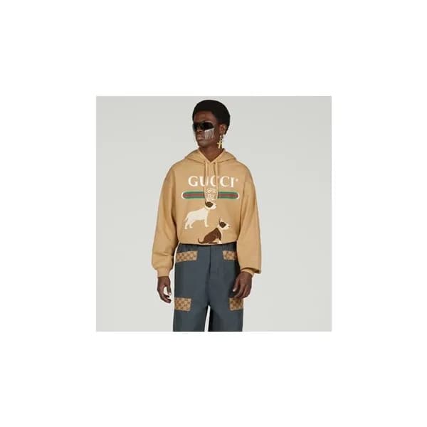 구찌 남/녀 트렌디 카멜 후드티 - Gucci Unisex Camel Hoodie - g… - 1