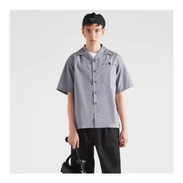 프라다 남성 모던 그레이 반팔 셔츠 - Prada Mens Gray Short sleeve… - 1