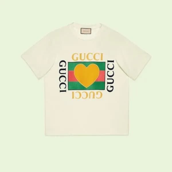 구찌 남/녀 아이보리 크루넥 반팔티 - Gucci Unisex Ivory Short sle… - 1