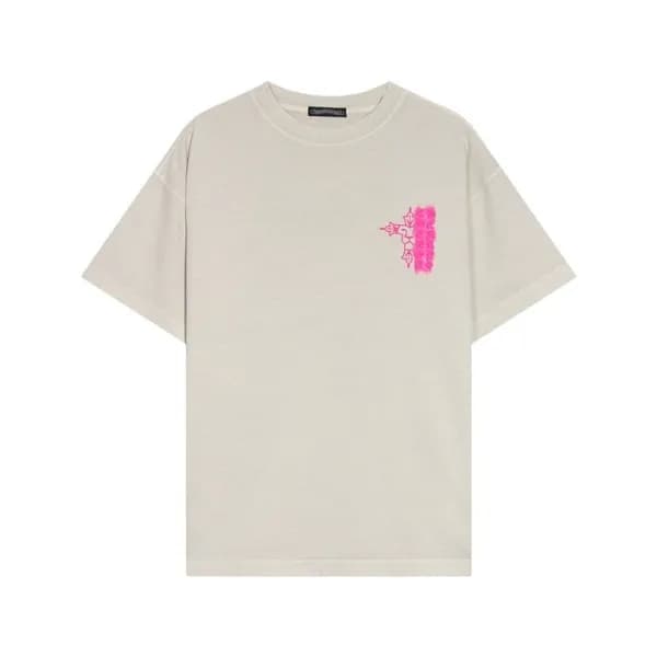 크롬하츠 남성 베이지 크루넥 반팔티 - Chrom Hearts Mens Beige Shor… - 1