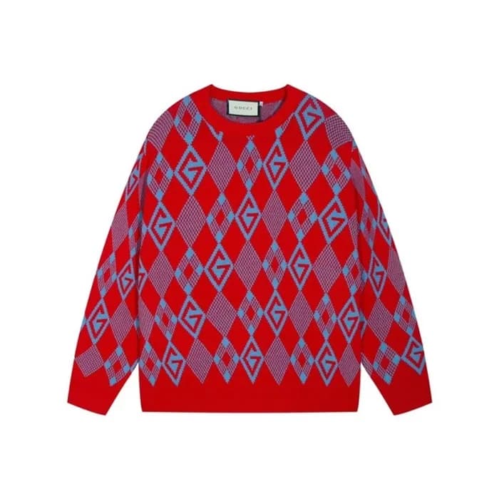 구찌 남성 캐쥬얼 크루넥 레드 스웨터 - Gucci Mens Red Sweaters- gu… - 1