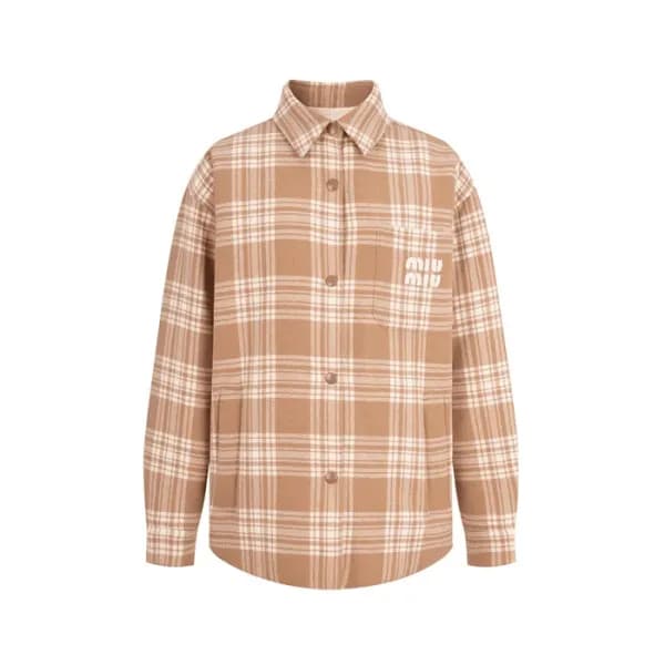 미우미우 남/녀 베이지 다운 셔츠 - Miumiu Unisex Beige Down Shir… - 1