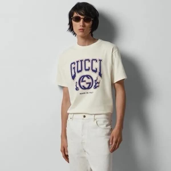 구찌 남성 화이트 반팔티 - Gucci Mens White Short sleeved Tsh… - 1