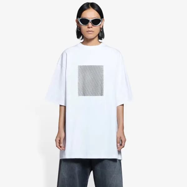 발렌시아가 남성 화이트 반팔 티셔츠 - Balenciaga Mens White Tshirt… - 1