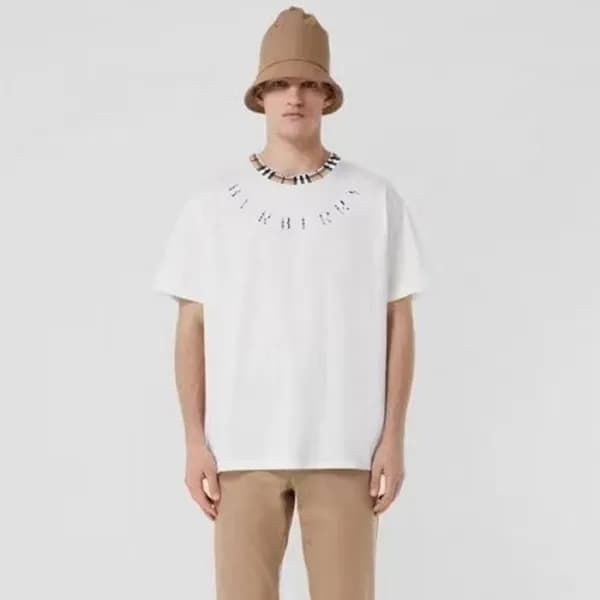 버버리 남/녀 화이트 반팔 티셔츠 - Burberry Unisex White Tshirts… - 1