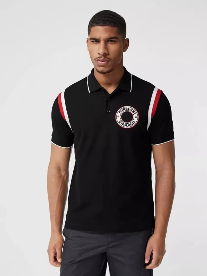 버버리 남성 블랙 폴로 반팔 티셔츠 - Burberry Mens BLack Tshirts … - 1