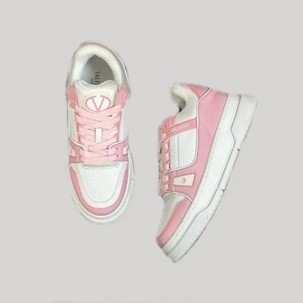 발렌티노 남/녀 연핑크 스니커즈 - Valentino Unisex Pink Sneakers… - 1