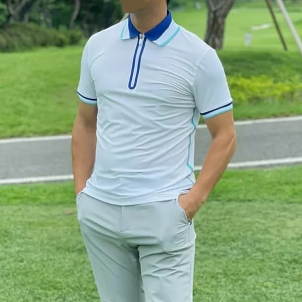 [G/FORE] 지포어 남성 Knitted Collar Pique 폴로 티셔츠 - gol9… - 1