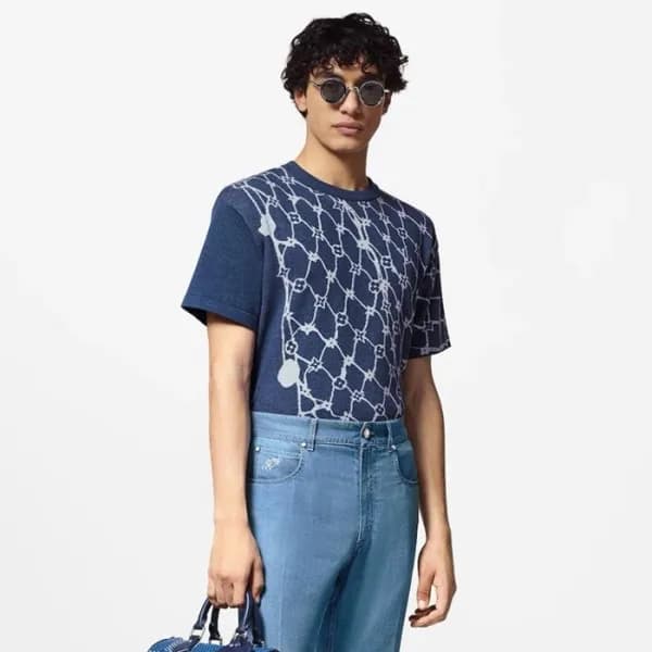 루이비통 남성 반팔 티셔츠 - Louis vuitton Mens Navy Tshirts -… - 1