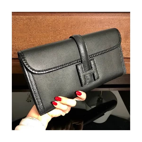 Hermes Jige Swift & Lizard Leather Clutch Bag ,29c… - 1