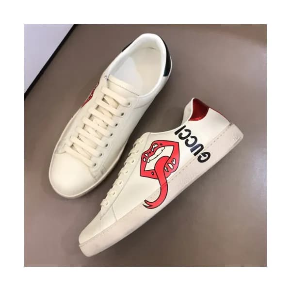 Gucci 2019 Mens Lips Printing Leather Sneakers - 구… - 1