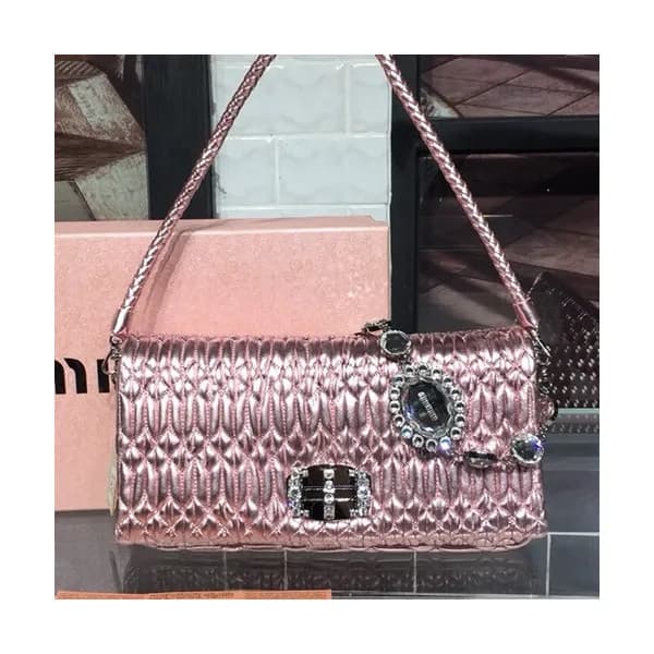 MiuMiu 2019 Matelasse Crystal Tote Shoulder Cross … - 1