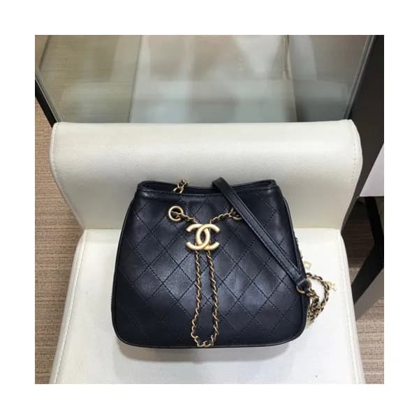 Chanel 2019 Leather Hobo Mini Chain Shoulder Cross… - 1