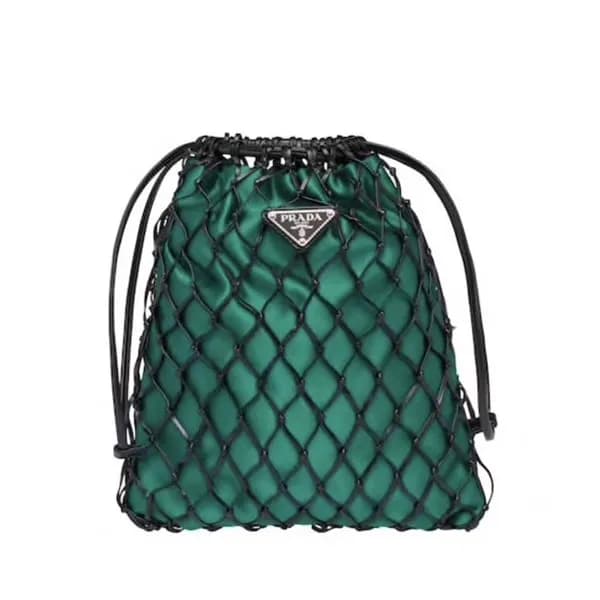 Prada 2019 Mesh Satin Leather Tote Shoulder Cross … - 1