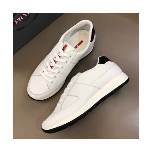 Prada 2019 Mens Business Logo Leather Sneakers - 프… - 1