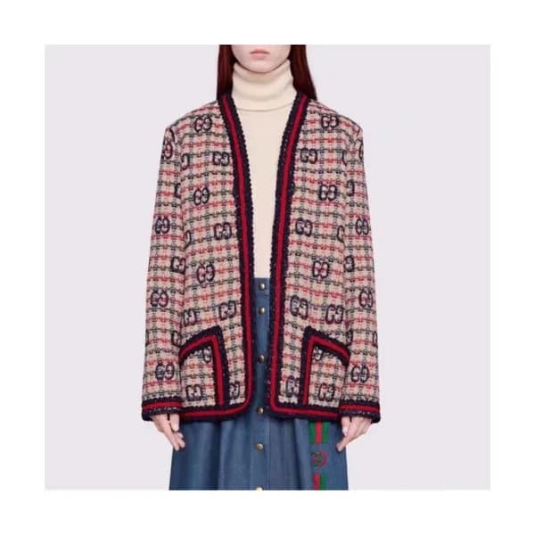 Gucci Womens Trendy V-neck Tweed Cardigan - 구찌 202… - 1