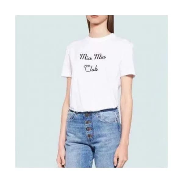 Miumiu 2021 Mm/Wm Cotton Short Sleeved Tshirt - 미우… - 1