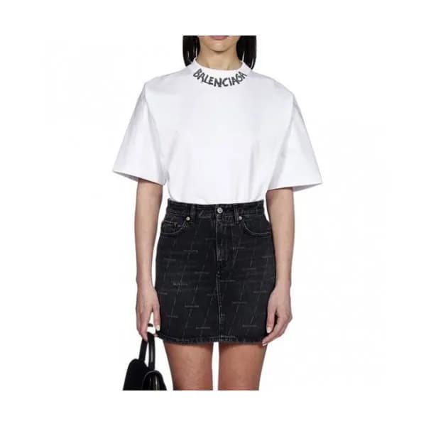Balenciaga Womens Logo Cotton Skirts Black - 발렌시아… - 1