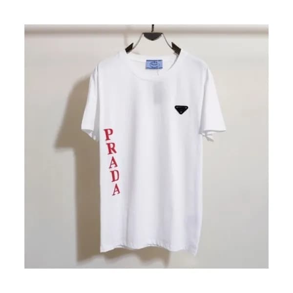 Prada Mens Basic Logo Short Sleeved Tshirts White… - 1