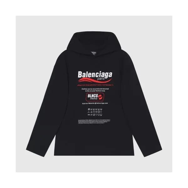 Balenciaga Mm/Wm Logo Cotton Hoodie Black - 발렌시아가… - 1