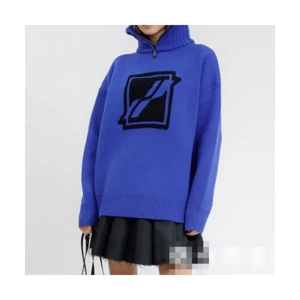 WELLDONE Mm/Wm Retro Logo Crew-neck Sweaters Blue… - 1