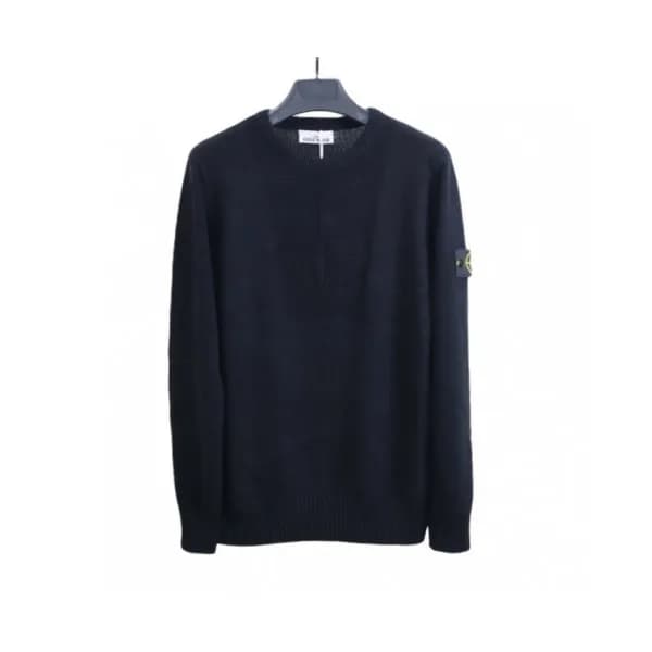Stone Island Mens Casual Crew-neck Sweaters Black… - 1