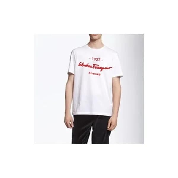 페라가모 남성 화이트 크루넥 반팔티 - Mens White Tshirts - fer0343… - 1