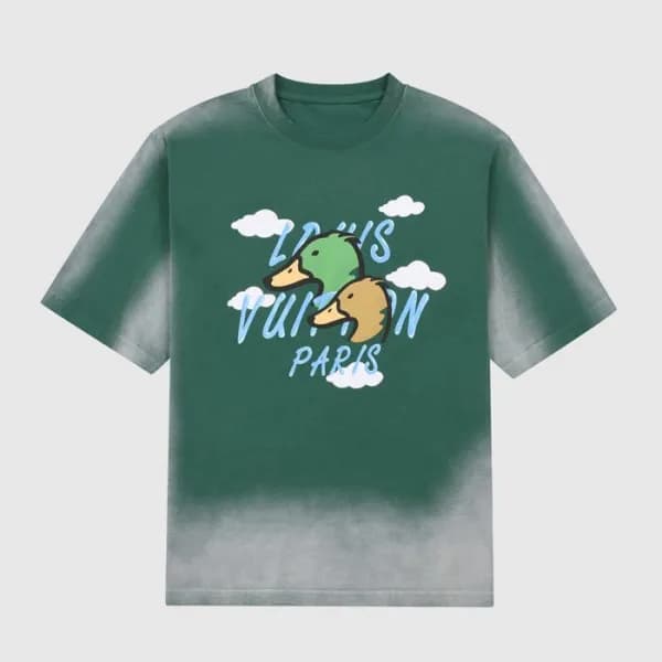 루이비통 남성 그린 크루넥 반팔티 - Mens Green Tshirts - lou04115… - 1