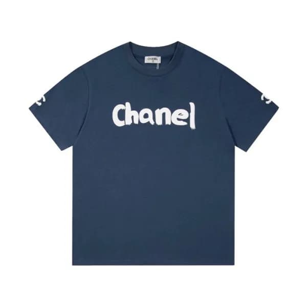 샤넬 남/녀 크루넥 네이비 반팔티 - Unisex Navy Tshirts - chl0928… - 1