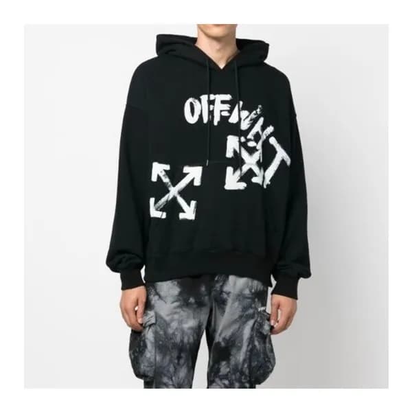 오프화이트 남성 캐쥬얼 블랙 후드티 - Off-white Mens Black Hoodie … - 1
