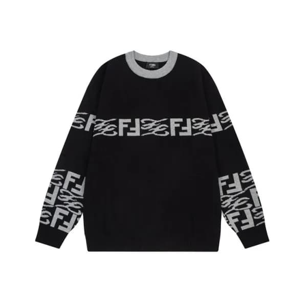 펜디 남성 블랙 크루넥 니트 - Fendi Mens Black Sweaters - fe06… - 1