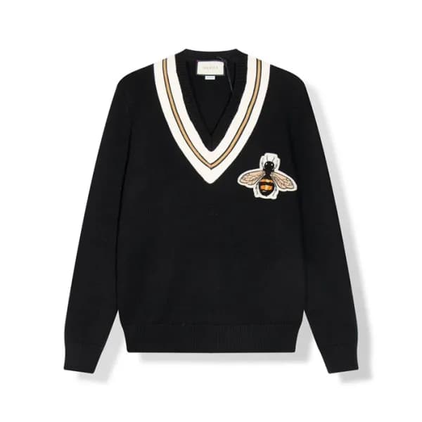 구찌 남성 블랙 브이넥 니트 - Gucci Mens Black Knits - gu75x - 1