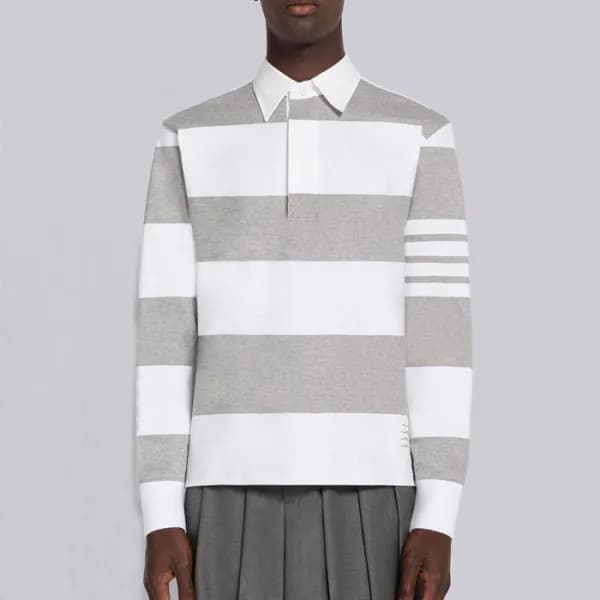 톰브라운 남/녀 그레이 폴로 맨투맨 - Thom Browne Unisex Gray Tshi… - 1