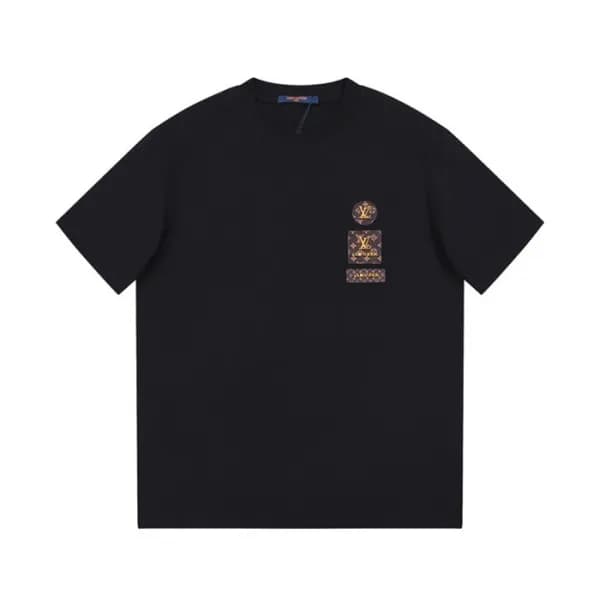 루이비통 남성 블랙 크루넥 반팔티 - Louis vuitton Mens Black Shor… - 1