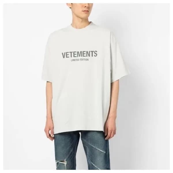 베트멍 남/녀 트렌디 그레이 반팔티 - Vetements Unisex Gray Tshirt… - 1