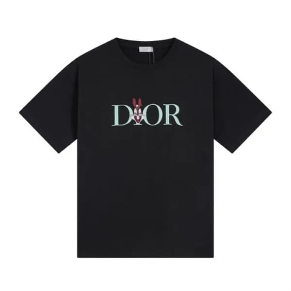 디올 남성 블랙 크루넥 반팔티 - Dior Mens Black Short sleeved T… - 1