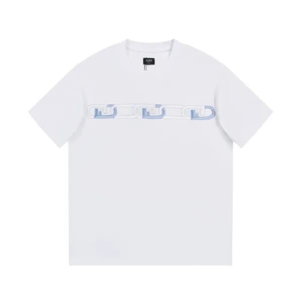 펜디 남성 화이트 크루넥 반팔티 - Fendi Mens White Short sleeved… - 1