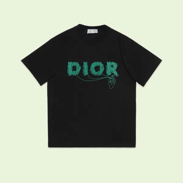 디올 남성 블랙 크루넥 반팔티 - Dior Mens Black Short sleeved T… - 1