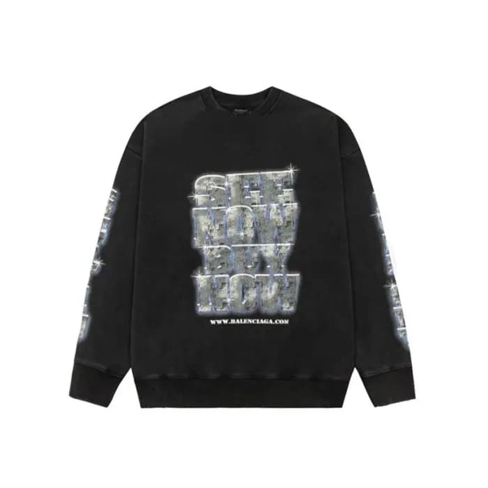 발렌시아가 남성 블랙 맨투맨 - Balenciaga Mens Black Tshirts - … - 1