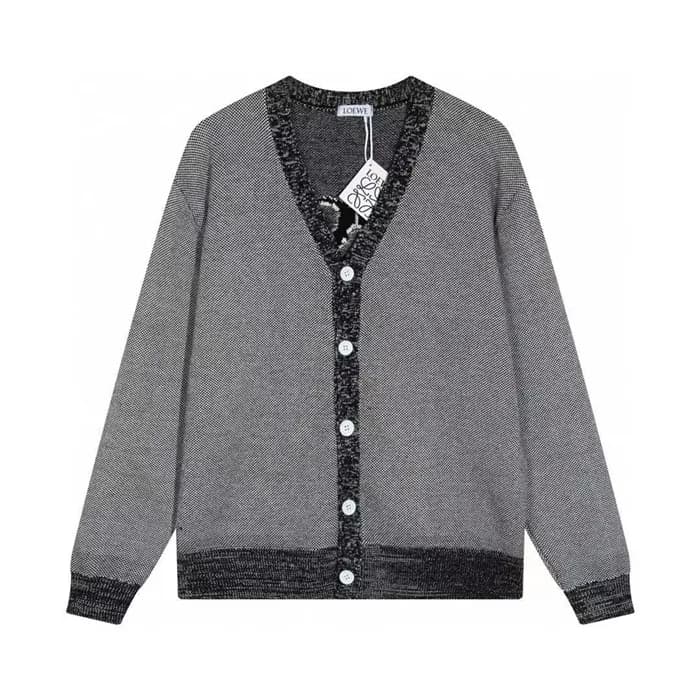 로에베 남성 그레이 브이넥 가디건 - Loewe Mens Gray Cardigan - lo… - 1