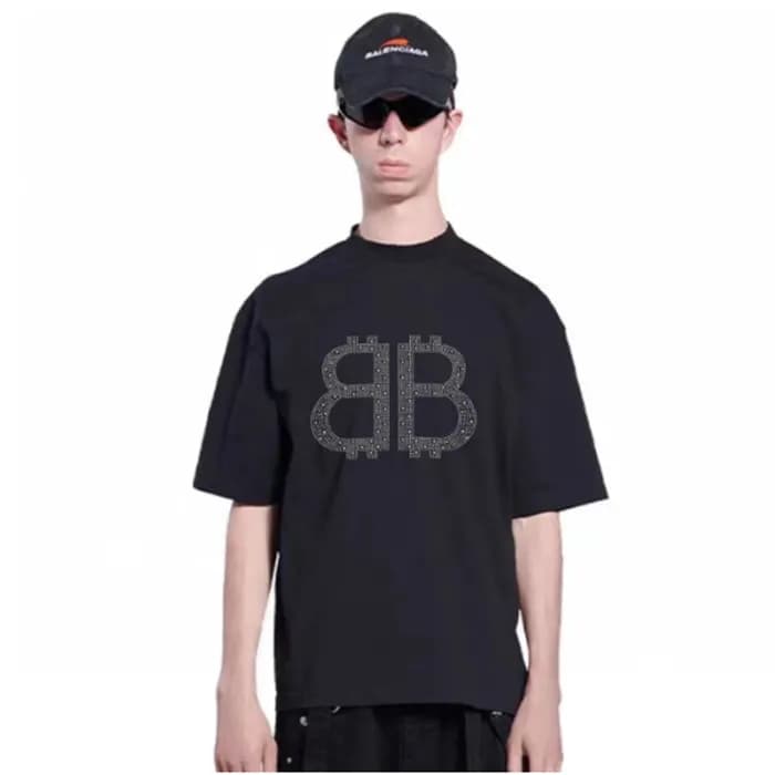 발렌시아가 남성 블랙 크루넥 반팔티 - Balenciaga Mens Black Tshirt… - 1