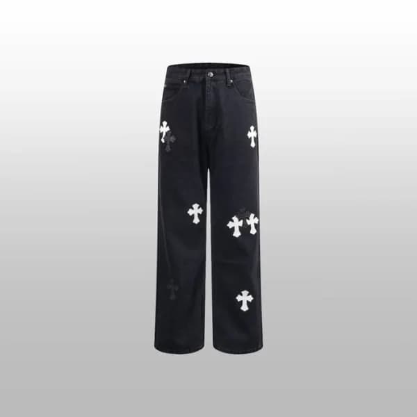 크롬하츠 남성 블랙 청바지 - Chrom Hearts Mens Black Jeans - c… - 1