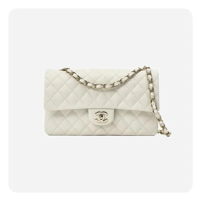 샤넬 클래식 캐비어 미디움 화이트 실버 - Chanel Classic Caviar Med…