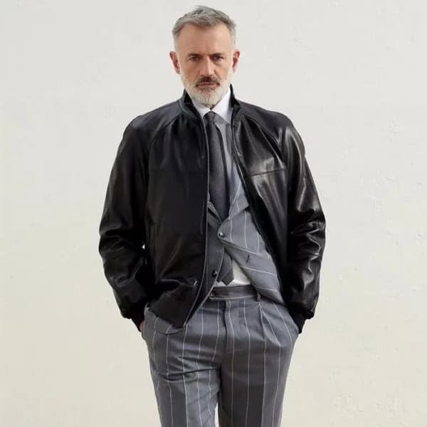 브루넬로쿠치넬리 남성 가죽 자켓 - Brunello Cucinelli Mens Leathe… - 1