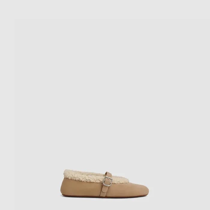 알라이아 여성 메리노 시어링 발레 플랫 슈즈 - Alaia Womens Merino She… - 1